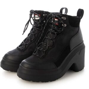 Hunter Black Lace Up Women's Boots